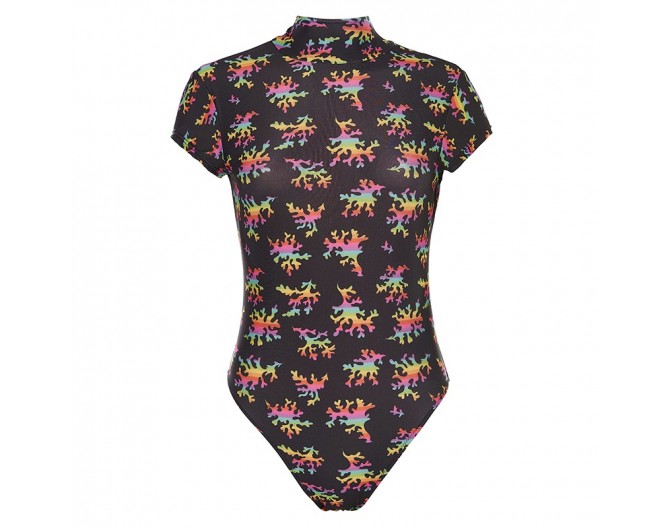 0016 backless surfsuit rainbow corals black